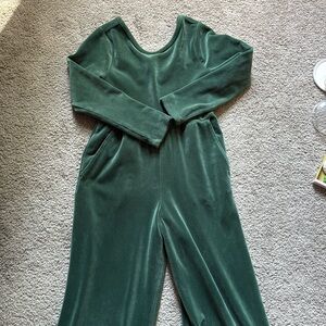 Tea collection green velour jumpsuit